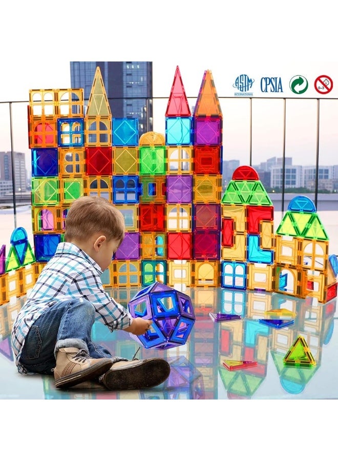 MAGBLOCK Magnetic Tiles Building Blocks 130 Pcs Magnet Tiles for Kids Ages 4-8 Magnetic Toys for Boys and Girls Ages 8-10 - Image 4