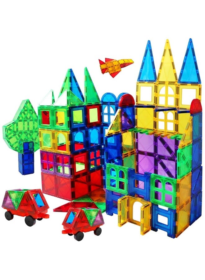 MAGBLOCK Magnetic Tiles Building Blocks 130 Pcs Magnet Tiles for Kids Ages 4-8 Magnetic Toys for Boys and Girls Ages 8-10 - Image 3