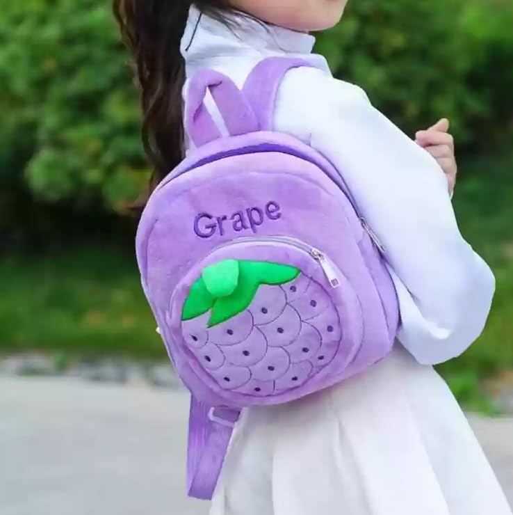 blue tree Cute Kids Backpack Toddler Bag Plush Animal Cartoon Mini Travel Bag for Baby Girl Boy 1-5 Years (small, Grapes, Grapes) - Image 3