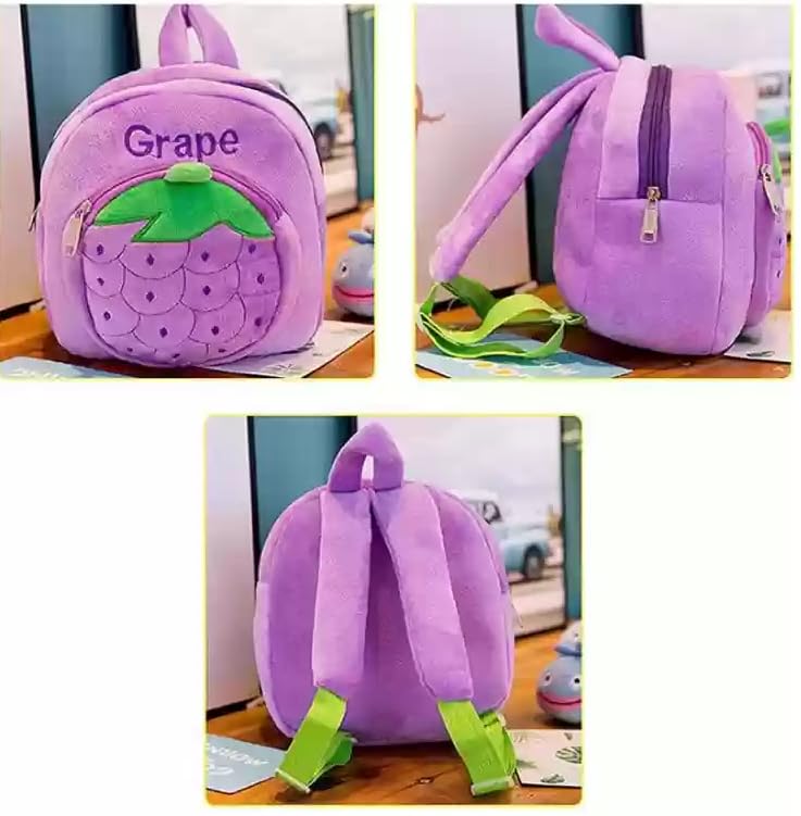 blue tree Cute Kids Backpack Toddler Bag Plush Animal Cartoon Mini Travel Bag for Baby Girl Boy 1-5 Years (small, Grapes, Grapes) - Image 2