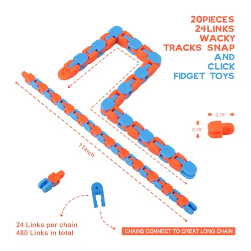Vanblue 20Pcs Fidget Wacky Tracks Toys Bulks Snap Fidgets Snake Click Toys Valentines Day Gifts for Kids Travel Birthday Easter Goodie Bag Stuffers Classroom Prizes Sunday School Autism Stress Relief Adults - Image 4