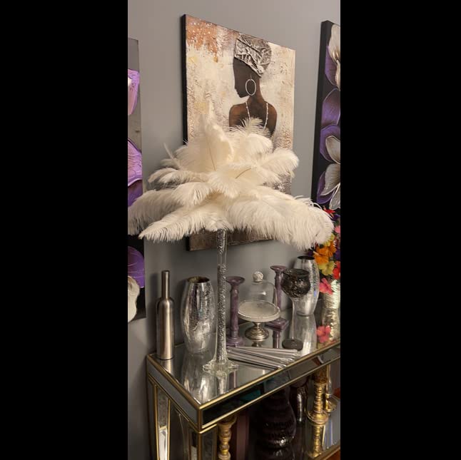 Shekyeon 14-16inch 35-40cm Ostrich Feathers Plumes for Table Decoration Pack of 10 (White) - Image 4