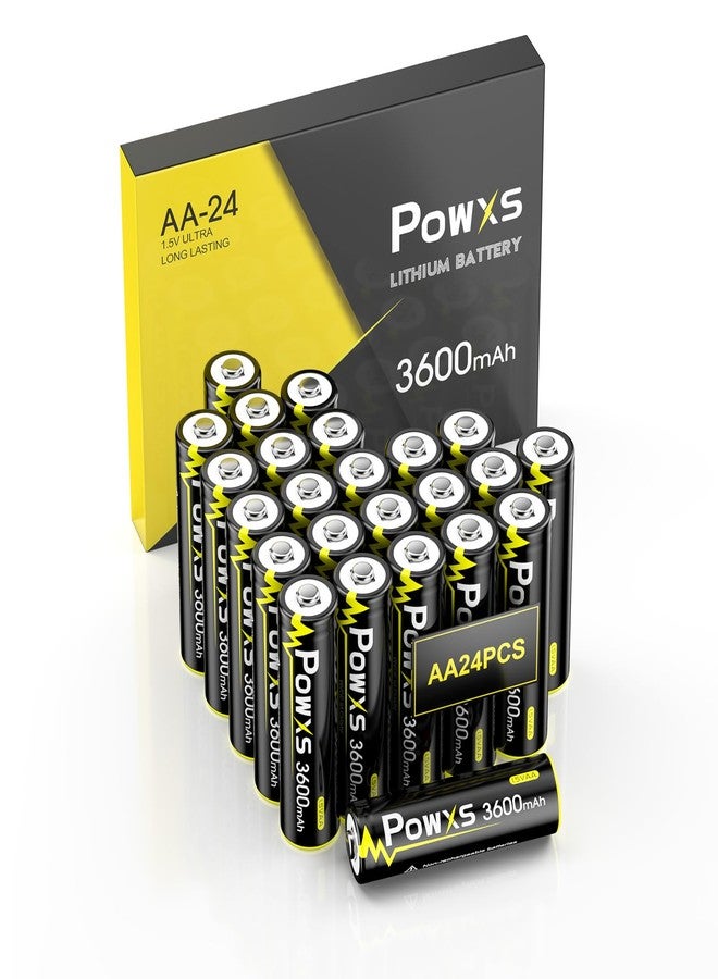 بطاريات ليثيوم POWXS AA، عبوة من 24 بطارية، 1.5 فولت، 3600 مللي أمبير، تدوم طويلاً للغاية - عمر تخزين يصل إلى 25 عامًا، صديقة للبيئة، آمنة، مانعة للتسرب، غير قابلة لإعادة الشحن - Image 1