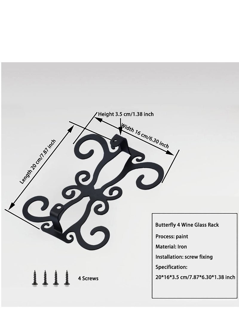 SYOSI 1 Pack Hanging Cup Display Stand, Hanging Champagne Glass Rack, Butterfly Stemware Racks Under Cabinet Glasses Holder Shelf, Suitable for Cabinet Kitchen Bar( Black Iron, 7.87")  - Image 2