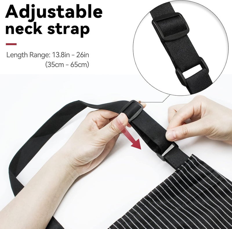 NLUS 2 Pack Kitchen Cooking Aprons, Adjustable Bib Soft Chef Apron with 2 Pockets for Men Women - Image 4