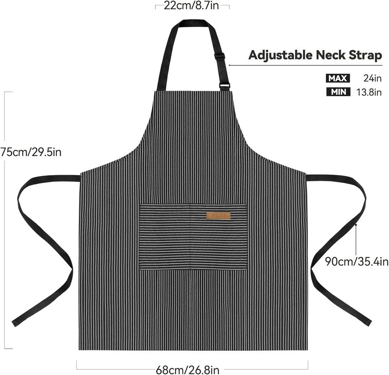 NLUS 2 Pack Kitchen Cooking Aprons, Adjustable Bib Soft Chef Apron with 2 Pockets for Men Women - Image 2