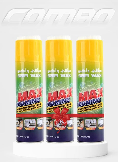 Combo - Buy 3PCS SAFI WAX SFW 115 Max Foam Multi Purpose Foam Cleaner 450ml Foaming Cleaner For Car & Home