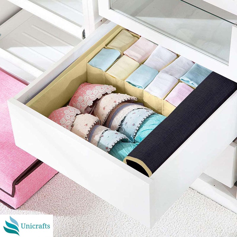 UNICRAFTS Lingerie Storage Organizer 151 Compartment NonSmell Undergarments Organizer With Lid NonWoven Drawer Dividers Innerwear Foldable Storage Box for Wardrobe Closet Pack of 2 Pc Black - Image 5