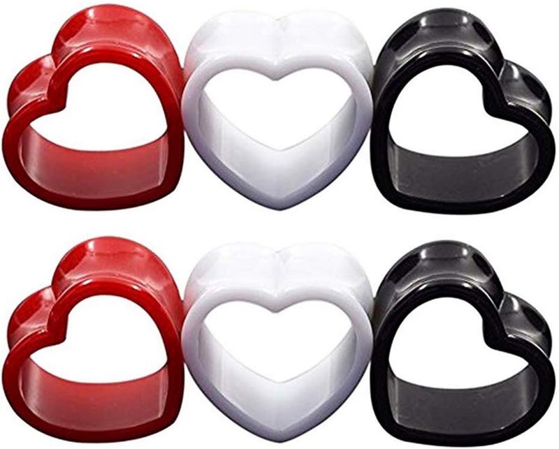 Qmcandy 6pcs/18pcs Heart Shape Acrylic Ear Tunnels Plugs Set Mix Color Stretcher Expander Piercing Tunnels Gauge 6G-7/8 inch - Image 1