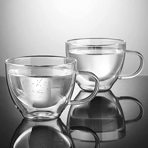 ecooe Double Walled Glass Coffee Mug 12 oz Latte Cappuccino Cups Set of 2, Clear Glass Coffee Cups with Handle, 350 ml Insulated Coffee Cup Borosilicate Heat Resistant Glass Coffee Mug Tea Cup - Image 4