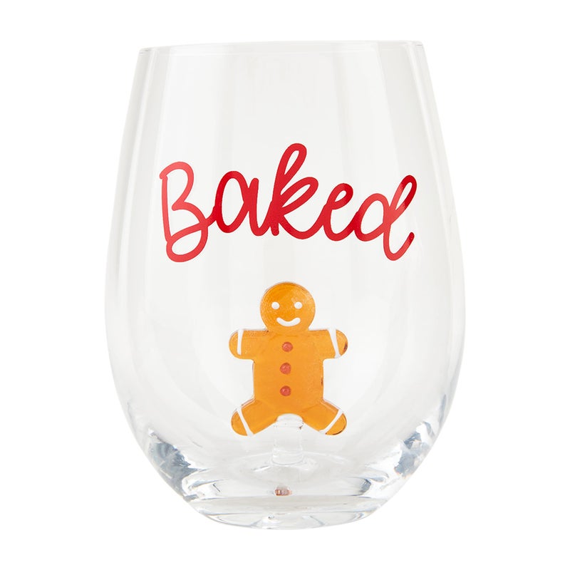 Mud Pie Icon Wine Glass Gingerbread 16 oz