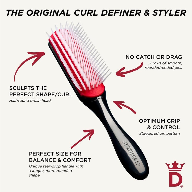 Denman Classic Styling Brush D3 - 7 Rows Hair Brush for Blow-Drying, Detangling, and Defining Curls - Image 5