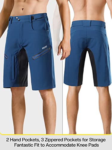ARSUXEO Mens Bike Shorts,Cycling Shorts,Mountain Bike Shorts MTB Shorts Loose Fit with Moisture-Wicking Waistband Dark Blue Size Medium - Image 2