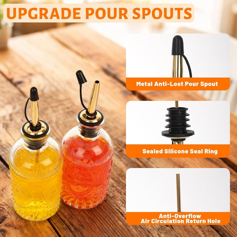 Alotpower 7oz Glass Coffee Syrup Dispenser, 4-Pack Complete Set with Funnel, Brush, Stoppers & Accessories - Syrup Bottles for Coffee Bar with Metal Pour Spout, Ideal for Maple,Oil, Vinegar,Cooking wine - Image 4