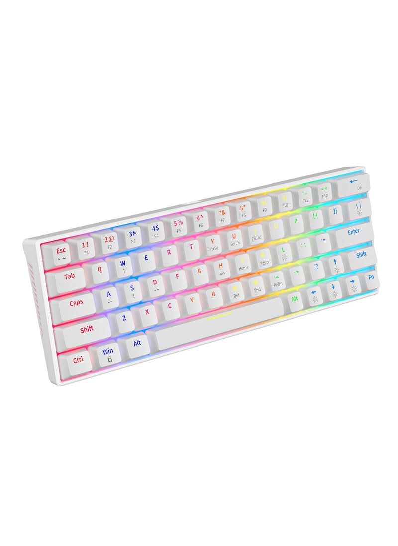 Rock Pow - 60% Wired Mechanical Gaming Keyboard RGB Backlit Ultra-Compact Mini Keyboard Waterproof Mini Compact 63 Keys Keyboard for PC/Mac Gamer Typist Travel Easy to Carry on Business Trip White - Image 1