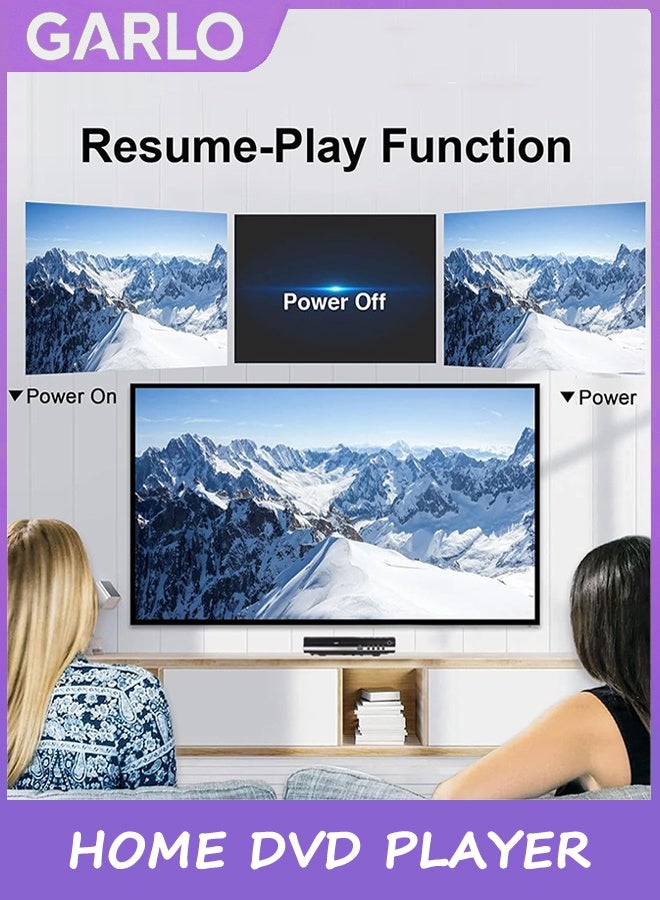 Garlo HD DVD Player for TV CD Player for Home HDMI and RCA Cables Remote Control USB Input 1080p All Region Free Breakpoint Memory Support TV Monitor and Projector - Image 5