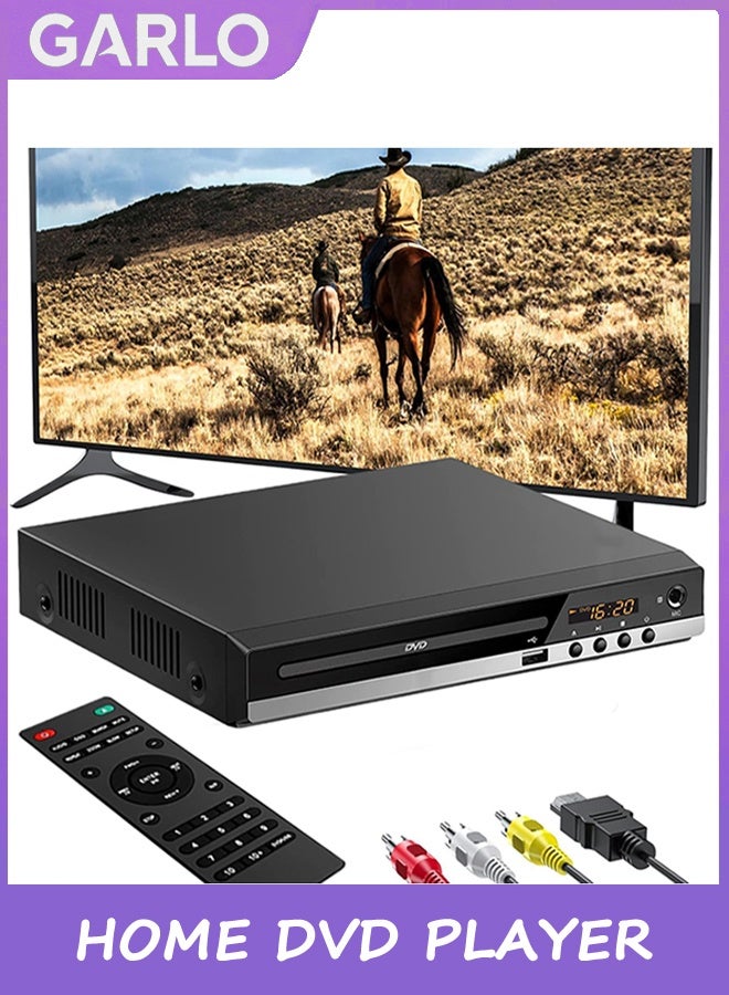 Garlo HD DVD Player for TV CD Player for Home HDMI and RCA Cables Remote Control USB Input 1080p All Region Free Breakpoint Memory Support TV Monitor and Projector - Image 1