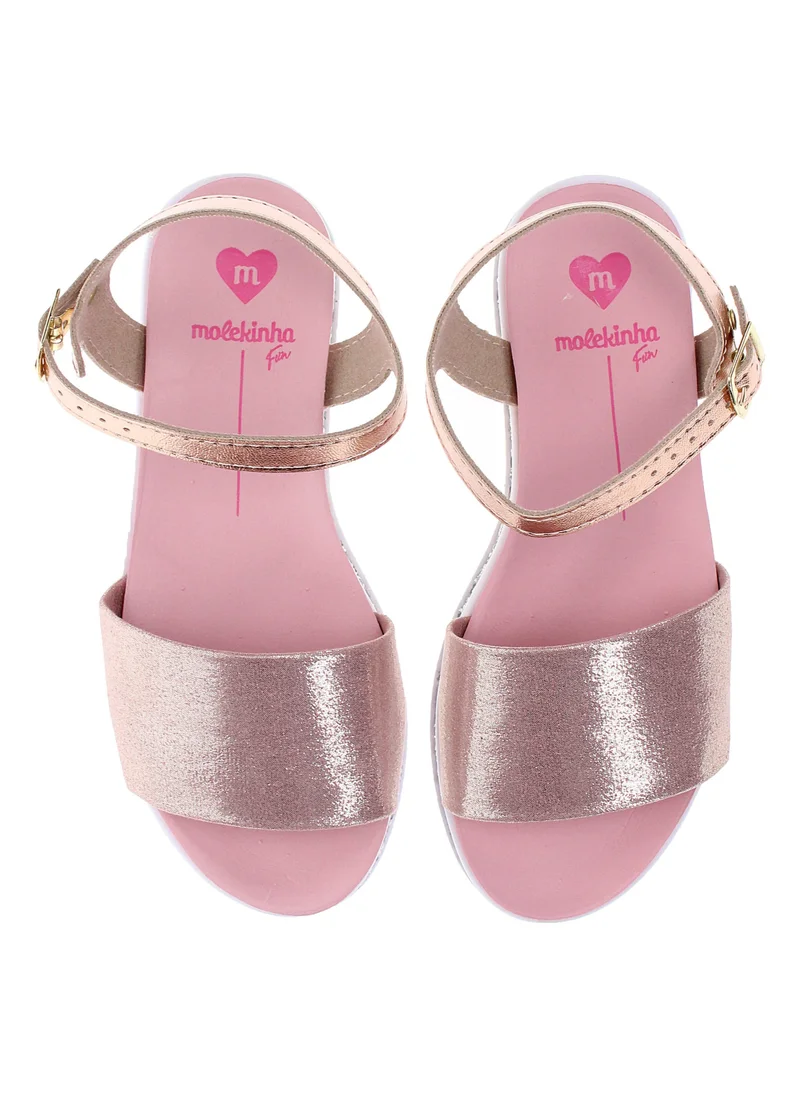 موليكينها Molekinha Pre Teen Girls Sandals With Back Strap Gold | Made In Brazil