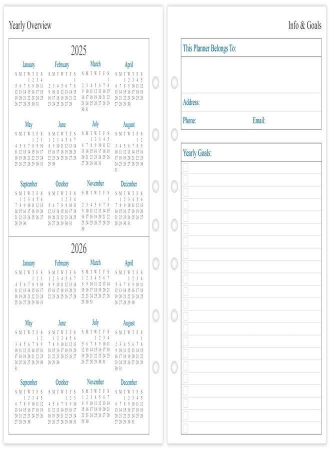 newestor 2026 Weekly Planner Refill for Mini Binder, Week on Two Pages, 5.5"x8.5", 7 Holes - Image 3