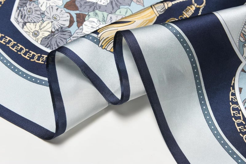100% pure silk square scarf 35 inches light and thin women's headscarf, shawl, free gift box packaging - Image 5