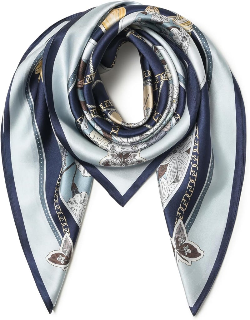100% pure silk square scarf 35 inches light and thin women's headscarf, shawl, free gift box packaging - Image 1