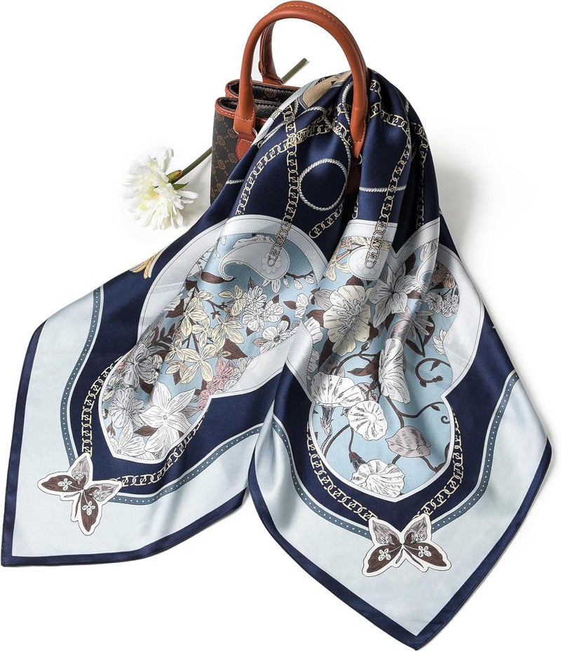 100% pure silk square scarf 35 inches light and thin women's headscarf, shawl, free gift box packaging - Image 3