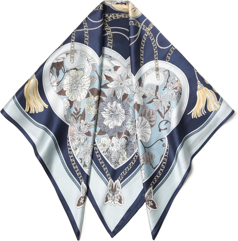 100% pure silk square scarf 35 inches light and thin women's headscarf, shawl, free gift box packaging - Image 2