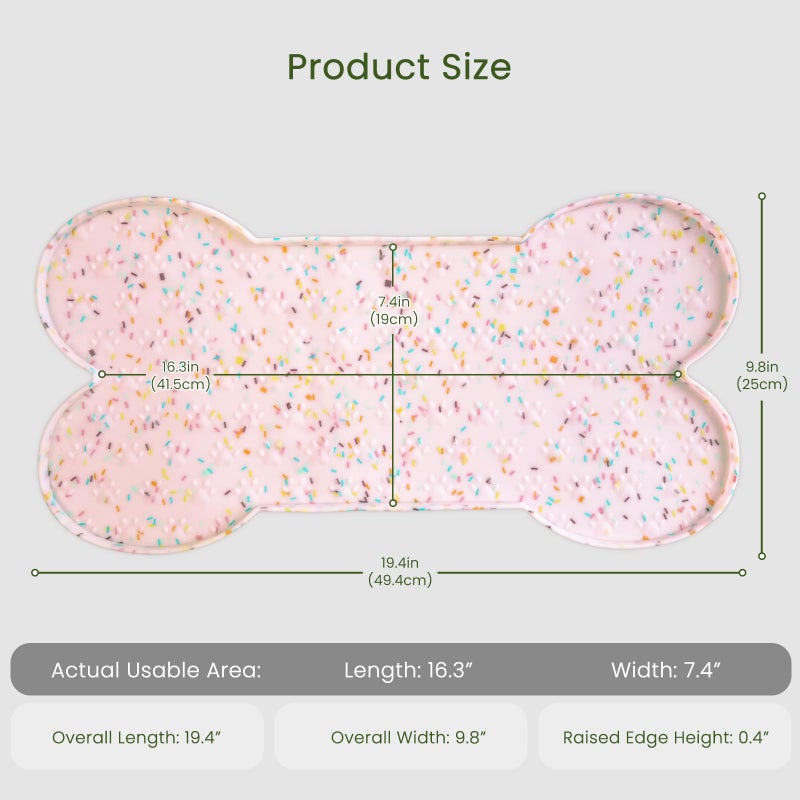 PWTAA Dog Food Mat Anti-Slip Silicone Dog Bowl Mat Thicker Pet Placemat Waterproof Cat Feeder Pad with Raised Edge Puppy Kitten Feeding Mats Suitable Small Medium-Sized Dogs Cats Eating Tray - Image 2