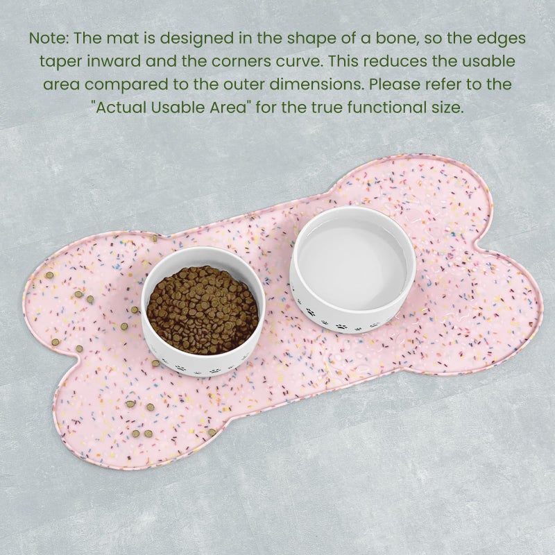PWTAA Dog Food Mat Anti-Slip Silicone Dog Bowl Mat Thicker Pet Placemat Waterproof Cat Feeder Pad with Raised Edge Puppy Kitten Feeding Mats Suitable Small Medium-Sized Dogs Cats Eating Tray - Image 4