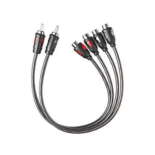 ROCKRIX 1ft RCA 1 Male to 2 Female Audio Speaker Y Adapter Splitter Cable (2 Pack) - Image 1