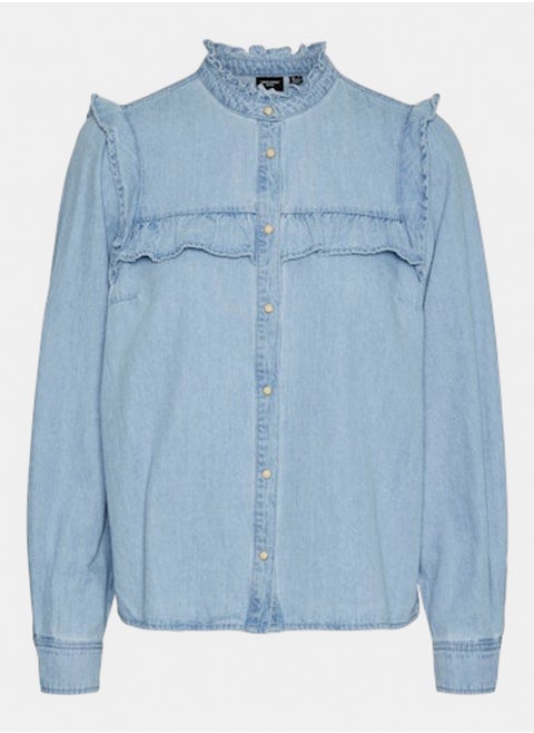 Vmmyra Ls Denim Frill Shirt