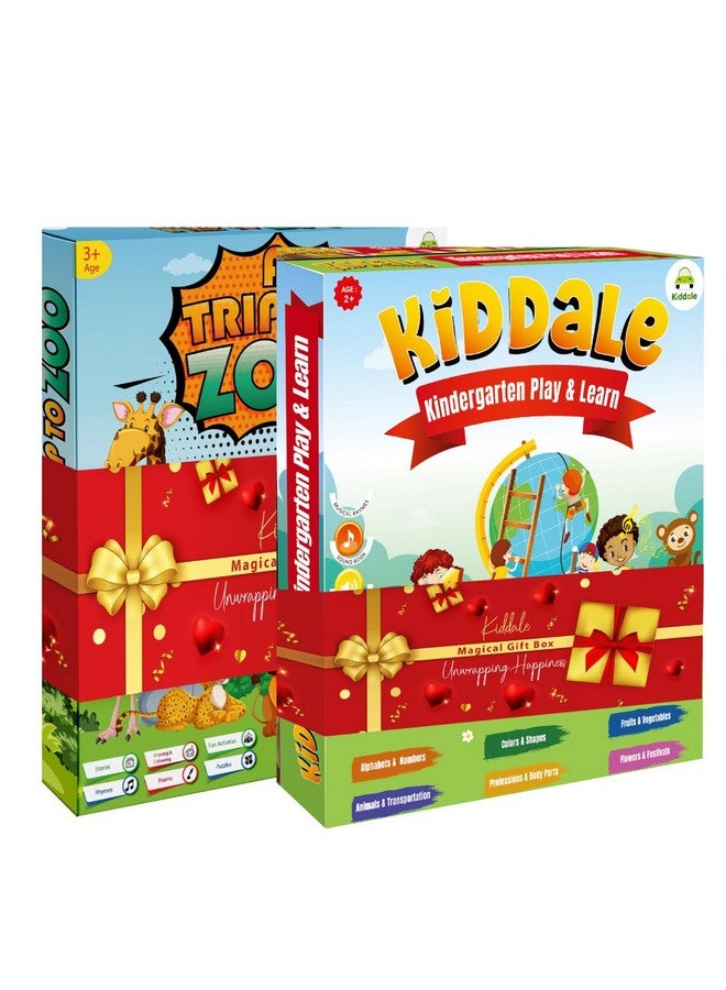 Kiddale Pack of 2 Musical Interactive Children Sound Books: ABC, 123 Learning & Trip to Zoo|Ideal Gift for 3+ Years Baby|E Learning Book|Smart Intelligent Activity Books|Nursery Rhymes|Talking Book - Image 1