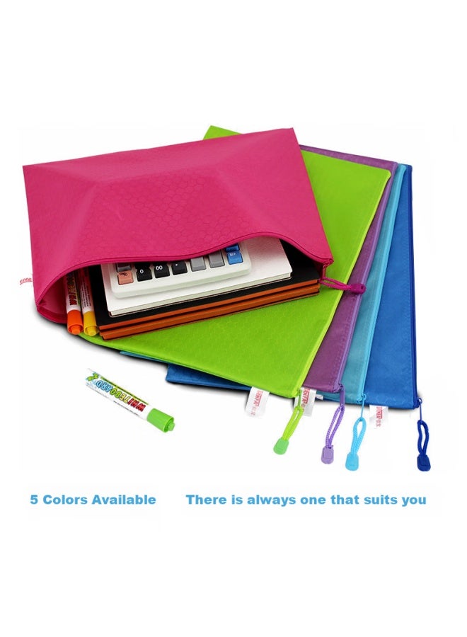 Trnfa Tn-2001 Soccer Pattern Doent Folder/zipped Storage Bag, 5-pack Waterproof Side-edge Bag/colorful File Folder Office Stationery Bag - Image 4