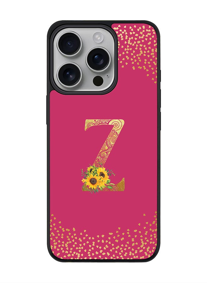 Stylizedd For iPhone 16 Pro Case [Compatible with MagSafe] Slim Magnetic cover Phone Case iPhone 16 Pro -Custom Floral Monogram - Z ( Deep Pink ) - Image 1