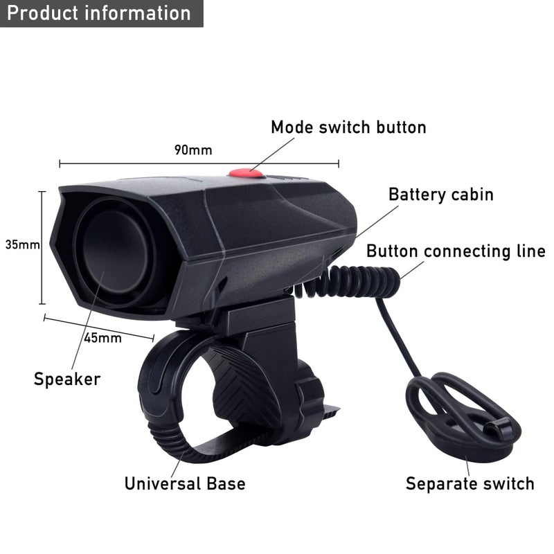 DAWAY DAWAY A14 110dB Electric Bike Horn - 5 Sound Modes, Loud Bicycle Handlebar Alarm Bell with Free Screwdriver, Ideal Gift for Kids & Adults - Safe & Easy Cycling Alert  - Image 2