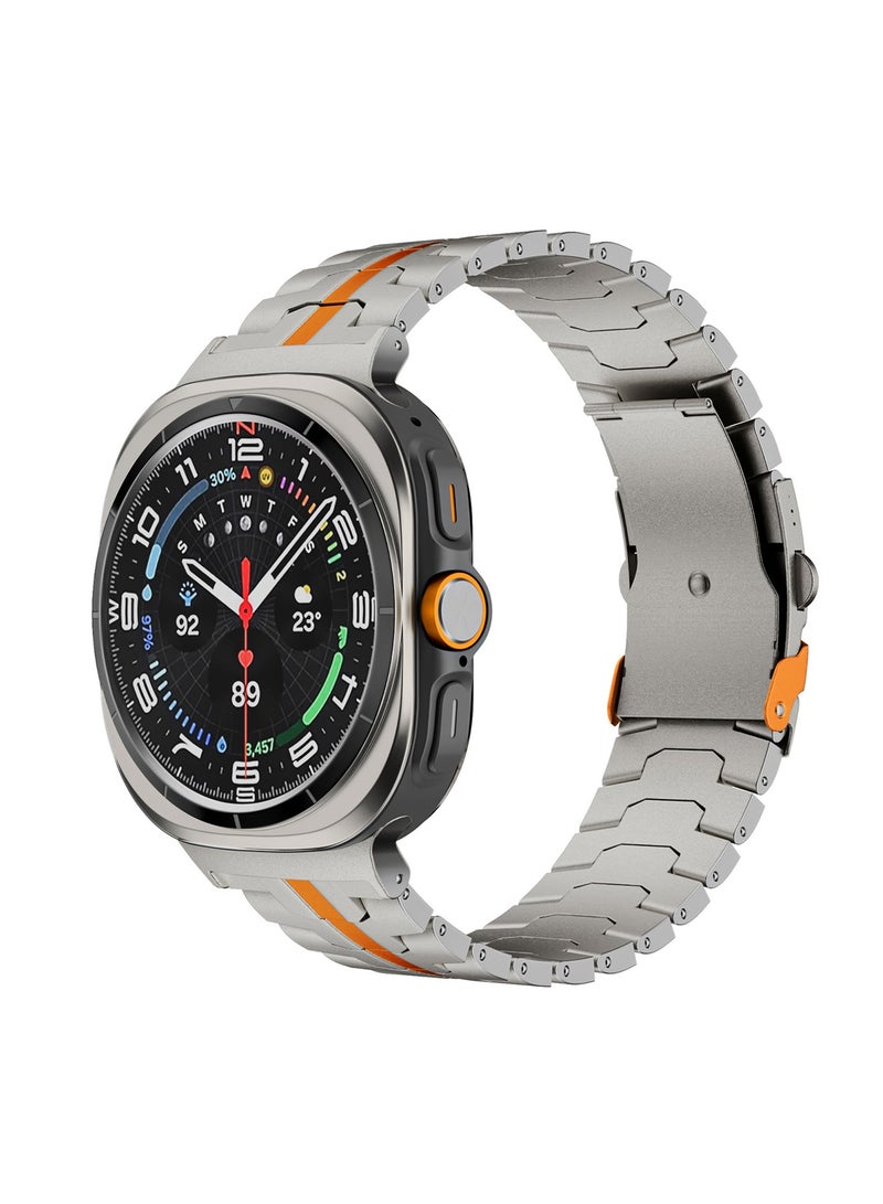 Titanium Band for Samsung Galaxy Watch Ultra 47mm LTE, Men and Women Luxury Titanium Metal Replacement Watch Strap for Samsung Watch Ultra, Titanium-Orange  - Image 1
