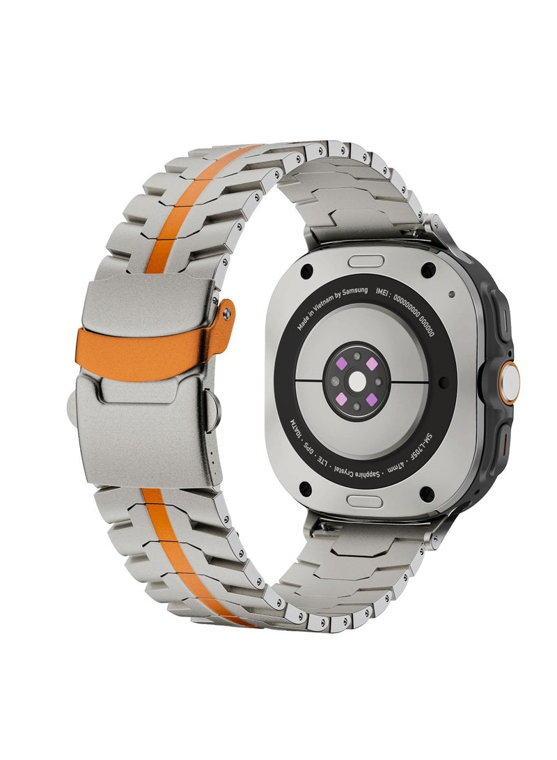 Titanium Band for Samsung Galaxy Watch Ultra 47mm LTE, Men and Women Luxury Titanium Metal Replacement Watch Strap for Samsung Watch Ultra, Titanium-Orange  - Image 2