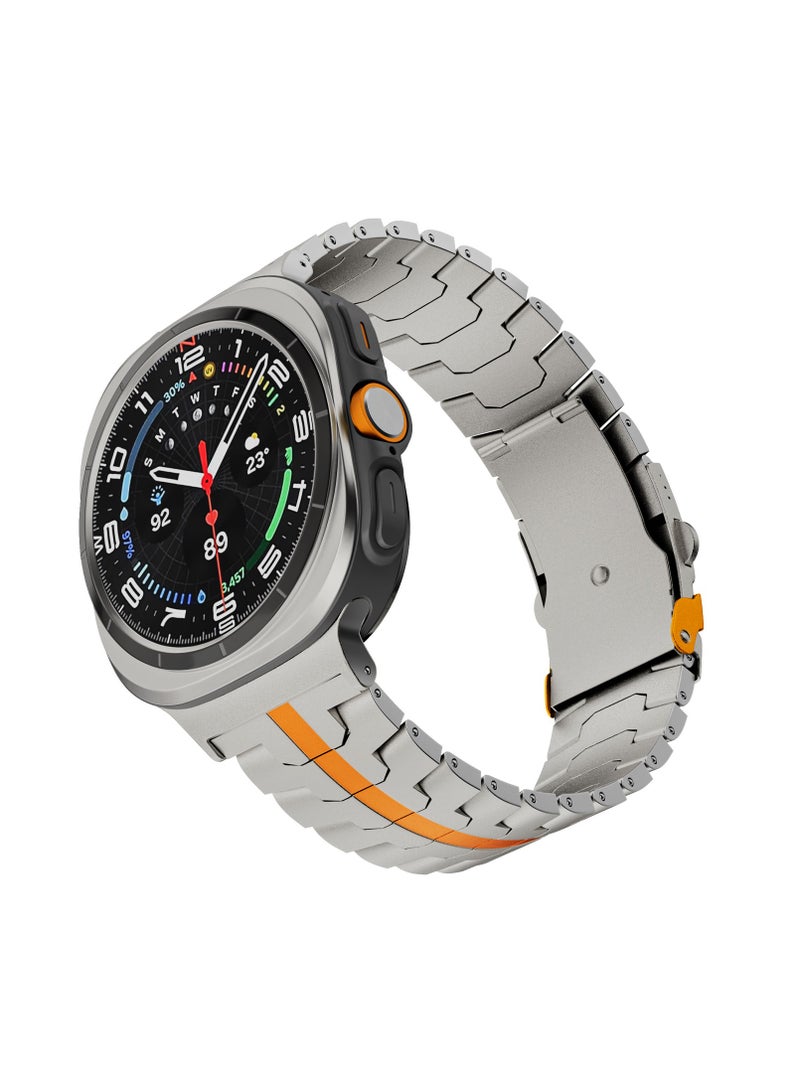 Titanium Band for Samsung Galaxy Watch Ultra 47mm LTE, Men and Women Luxury Titanium Metal Replacement Watch Strap for Samsung Watch Ultra, Titanium-Orange  - Image 3