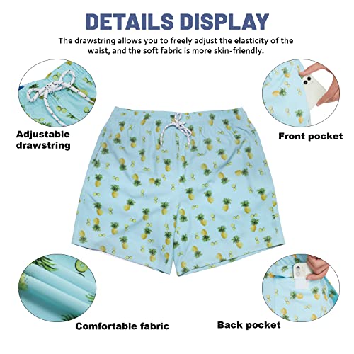 FEIXIANG Mens Quick Dry Swim Trunk with Breathable Mesh Lining Beach Shorts with Pockets Green - Image 4