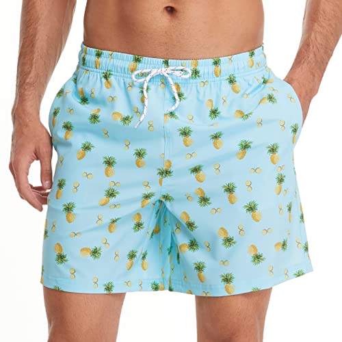 FEIXIANG Mens Quick Dry Swim Trunk with Breathable Mesh Lining Beach Shorts with Pockets Green - Image 1