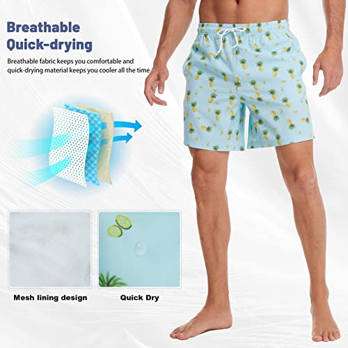 FEIXIANG Mens Quick Dry Swim Trunk with Breathable Mesh Lining Beach Shorts with Pockets Green - Image 3