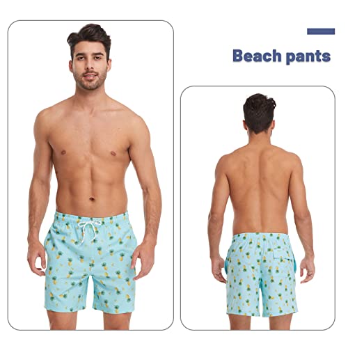 FEIXIANG Mens Quick Dry Swim Trunk with Breathable Mesh Lining Beach Shorts with Pockets Green - Image 2