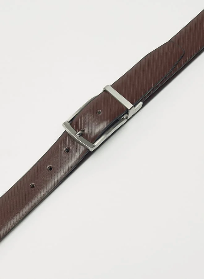 ال بي ال من شو اكسبرس حزام رجالي قابل للعكس بنقوش مع إبزيم دبوس