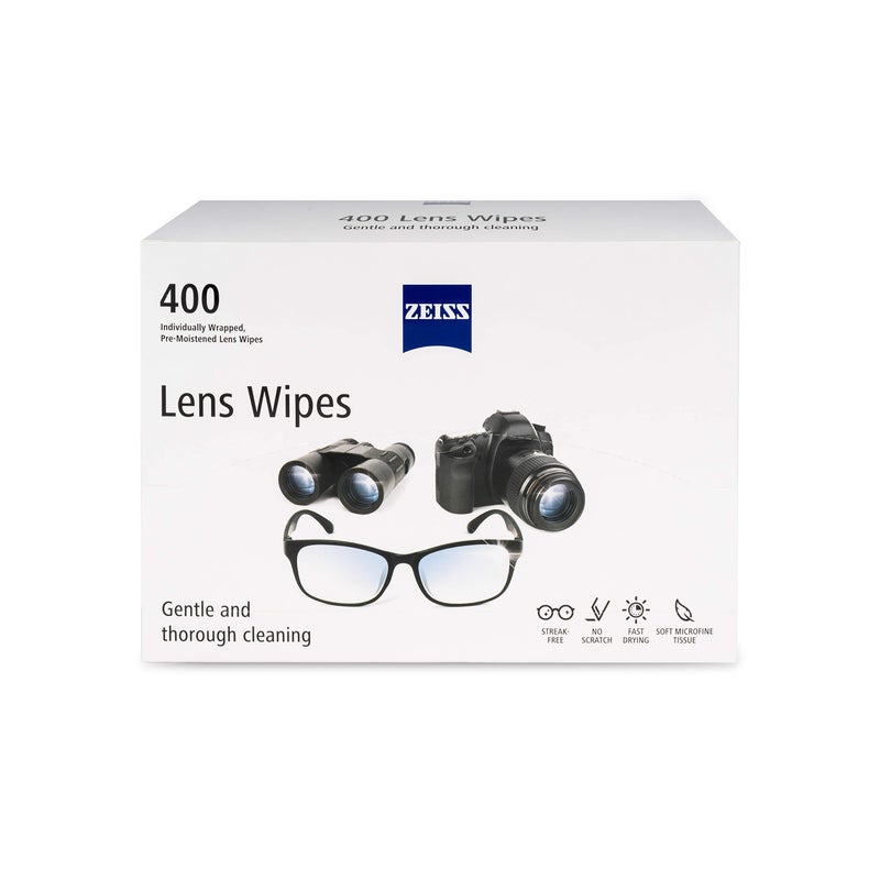ZEISS PreMoistened Alcohol Wipes Glasses Cleaner 400 Count