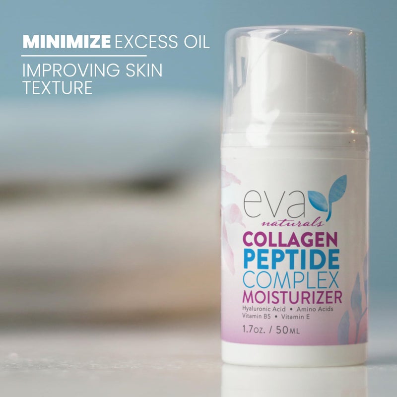 Eva Naturals Collagen Peptide Complex Moisturizer â€“ Face Cream with Multi-Peptides, Hyaluronic Acid, Amino Acids, Vitamin B5 and E â€“ Rich Night Lotion for Youthful Glow and Fine Line Care â€“ 1.7 Fl Oz - Image 4