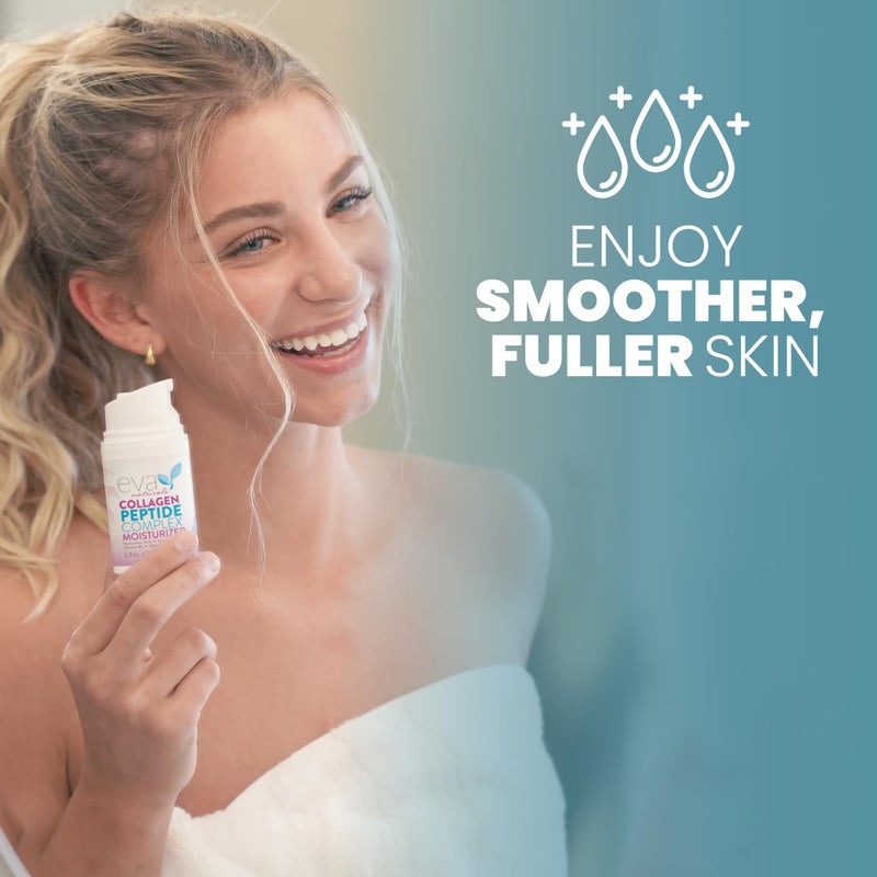 Eva Naturals Collagen Peptide Complex Moisturizer â€“ Face Cream with Multi-Peptides, Hyaluronic Acid, Amino Acids, Vitamin B5 and E â€“ Rich Night Lotion for Youthful Glow and Fine Line Care â€“ 1.7 Fl Oz - Image 3