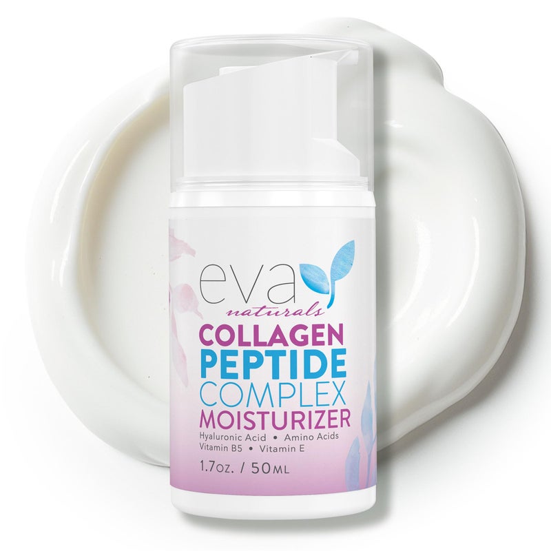 Eva Naturals Collagen Peptide Complex Moisturizer â€“ Face Cream with Multi-Peptides, Hyaluronic Acid, Amino Acids, Vitamin B5 and E â€“ Rich Night Lotion for Youthful Glow and Fine Line Care â€“ 1.7 Fl Oz - Image 1