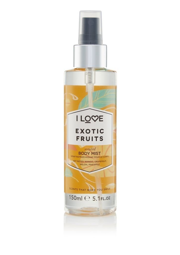 I Love love Exotic Fruits Scented Body Mist Tropical Body Mist Fragrance Long Lasting Body Spray with Natural Fruit Extracts Grapefruit and Pineapple 51 oz