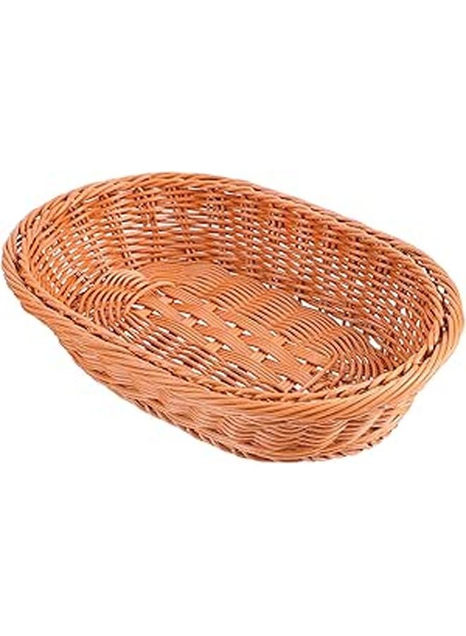 Retro Woven Oval Storage Basket Plastic Food Organizer For Kitchen Fruit Bread Holder - Image 1