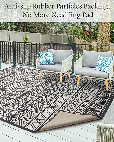 MontVoo Outdoor Rug Carpet 6x9 ft, Flatweave Textured Outdoor Patio Rug Non Slip Indoor Outdoor Rugs with Rubber Particles Backing Boho Outdoor Area Rug for Patio Deck Front Porch Backyard Balcony - Image 2